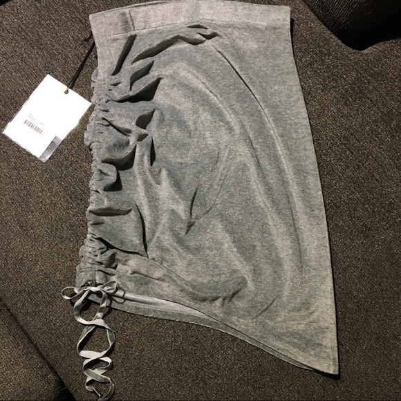 Velour a-symmetrical drawstring midi/mini skirt - Picture 4 of 4